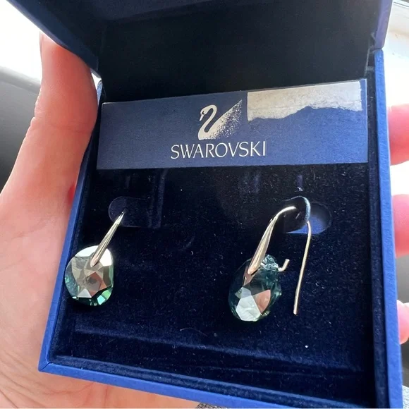 SWAROVSKI 856298 Drop Crystal Earrings - Light Blue - 3cm - EUC - Picture 2 of 4
